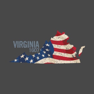 Virginia 1607 with USA Stars and Stripes T-Shirt