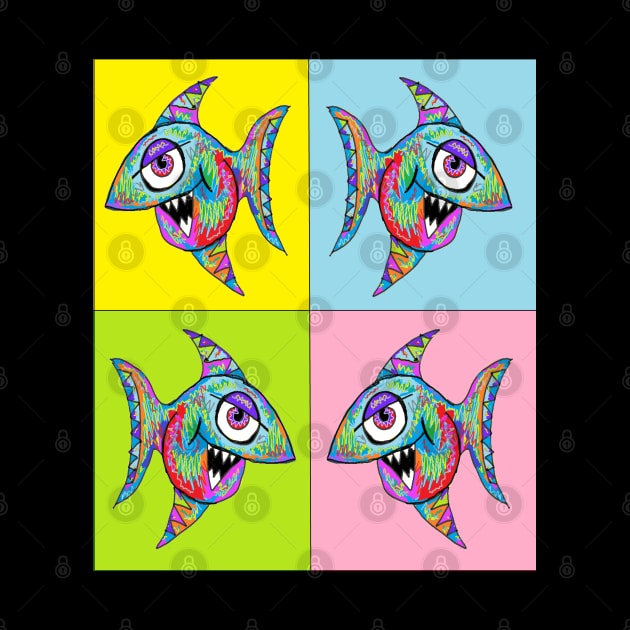 pop art colorful fish cool 2 by LowEndGraphics