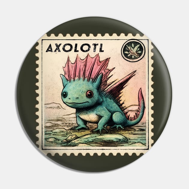 Axolotl Stamp Pin by nonbeenarydesigns