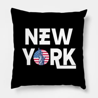 New York - American Flag Statue of Liberty Pillow