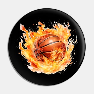 Flamming Basketball Watercolor Pin