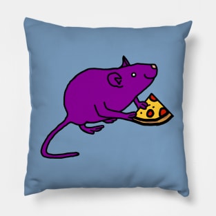 Funny Purple Rat with Pizza Slice Pillow