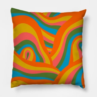 Retro 70s Psychedelic Abstract Pattern Pillow