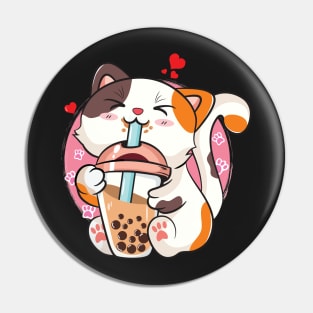 Cat Boba Tea Pin