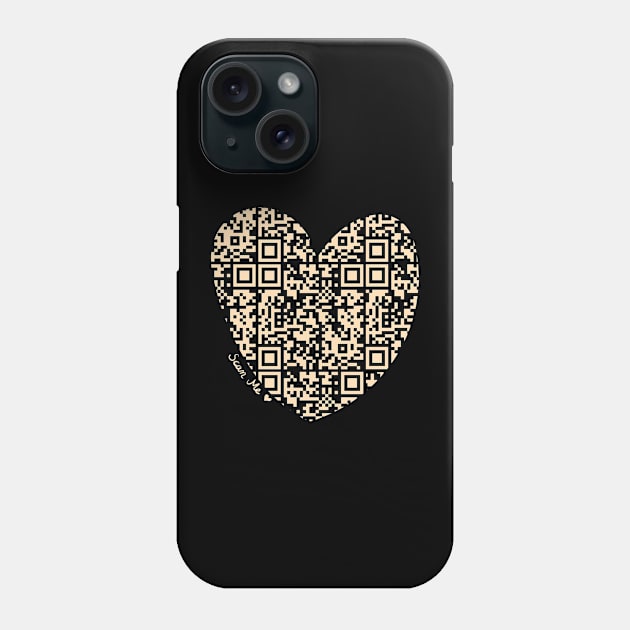 Pastel Orange Rick Astley Rickroll QR Code Heart Art Phone Case by VictoriaLehnard