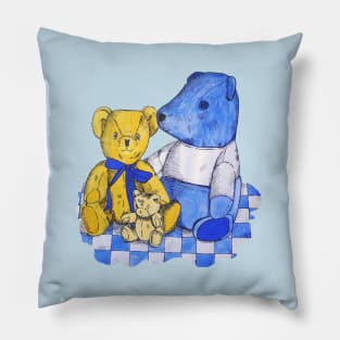 Still life picture of cute teddy bears Pillow