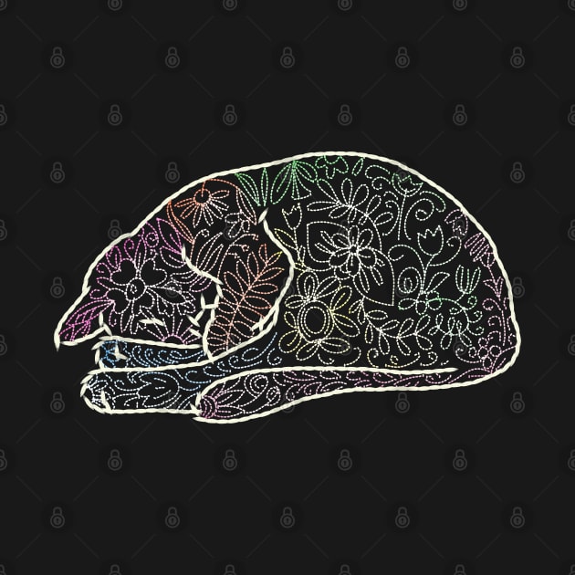 Floral Sleeping Cat by okpinsArtDesign