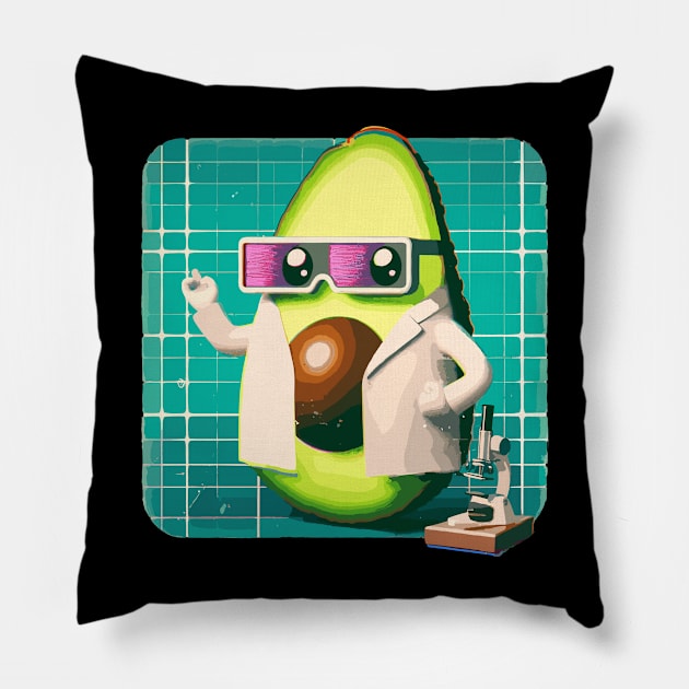 Funny Avocado Scientist Pillow by TomFrontierArt