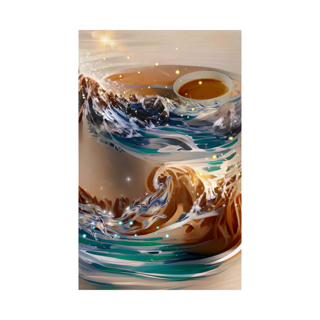 The Coffee teal ocean Stars| Ocean wave vintage by PsychicLove