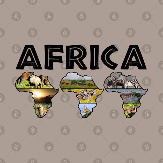 Africa Wildlife Continent Trio Collage by PathblazerStudios