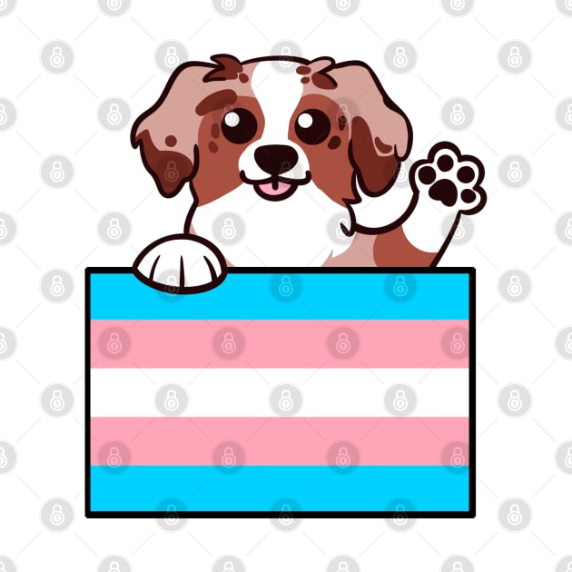 Love is Love Puppy - Red Merle Trans Pride Flag by LittleGreenHat