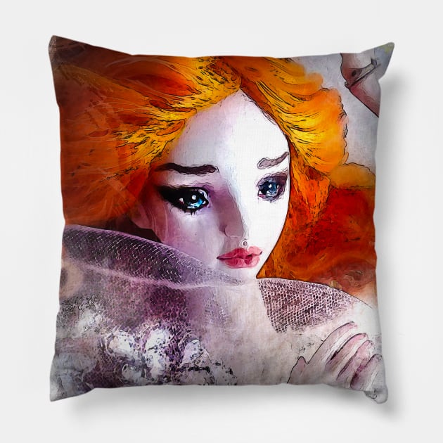 Fire angel fairy Pillow by Paulina Gravagno