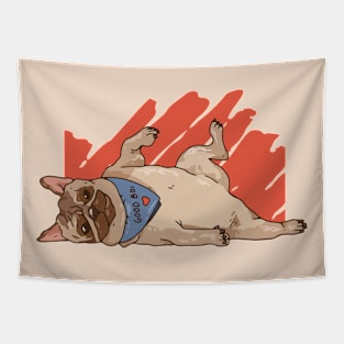 Adorable Pug Illustration Tapestry