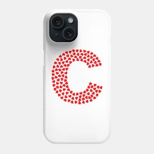 Letter C Heart Shape Initial Phone Case