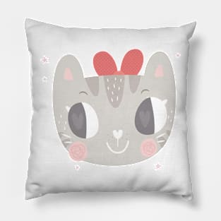 Girls Kitty Face Design 2 Pillow