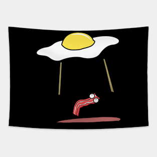 Funny Egg _ Bacon Breakfast UFO Alien Abduction Bacon Tapestry