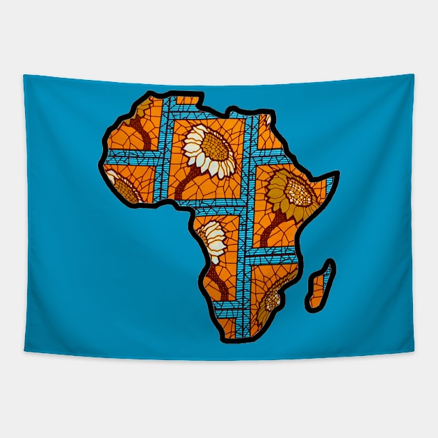 Sunflower Africa Map Tapestry by artbyomega