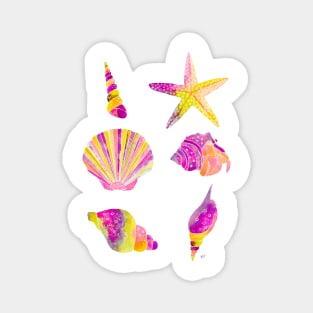 Seashells Pattern - Retro Purple Magnet