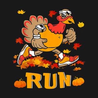 Scared Turkey Run Funny Thanksgiving Running Turkey Trot T-Shirt