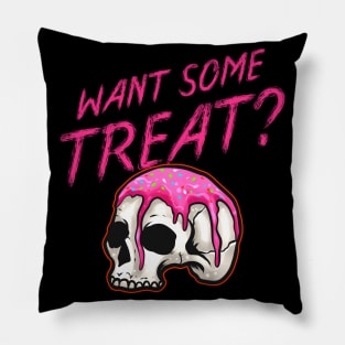 Want Some Treat Skull With Topping And Sprinkles Halloween Pillow