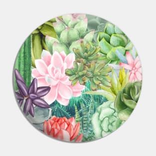 Succulent Garden - Watercolor Design Pin