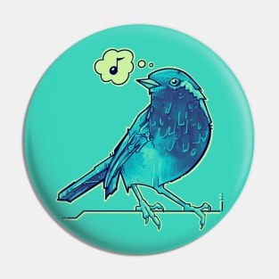 aqua blue song bird Pin