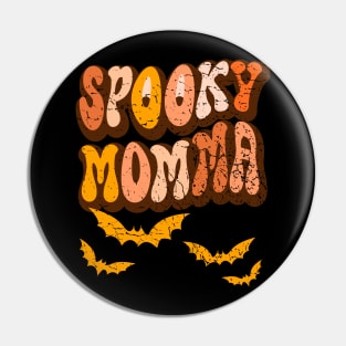 Distressed Groovy Spooky Momma Halloween Bats Retro Vintage Pin