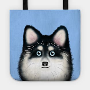 Black and White Pomsky Tote