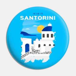 Santorini, Greece - retro travel poster Pin