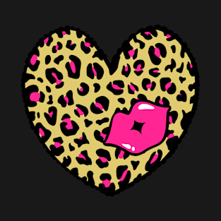 Leopard Heart Kiss, Cheetah Heart, Kiss T-Shirt