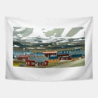 A group of houses at Ny-Alesund, Svalbard, Norway Tapestry