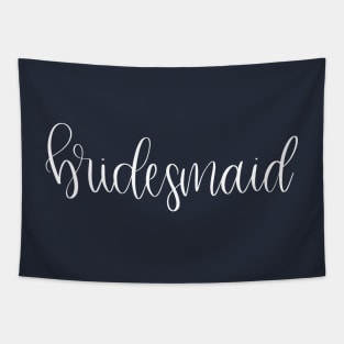 Bridesmaid White on Navy - Script Bridal Party Tapestry