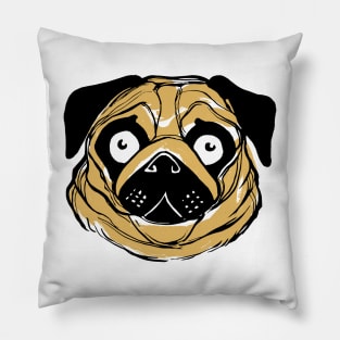 Face of a pug dog ink illustration Pillow