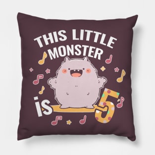 This Little Monster is Five | 5th Birthday Pillow