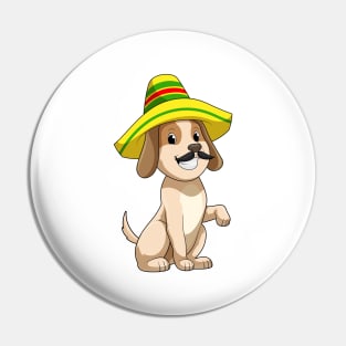 Dog as Mexican with Straw hat Pin