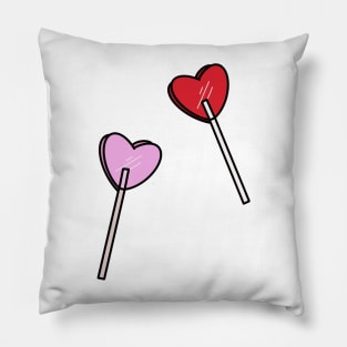 Red and Pink Heart Lollipop Set Pillow