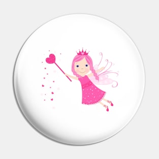 Cute fairy girl holding heart Pin