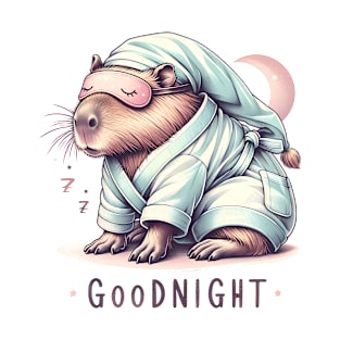 Sleepy Capybara in Comfy Pajamas T-Shirt