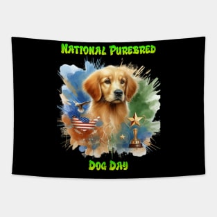 Majestic Golden Retriever With Trophy and Stars Tapestry