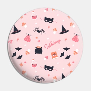 Cute Pink Sassy Witch Pin