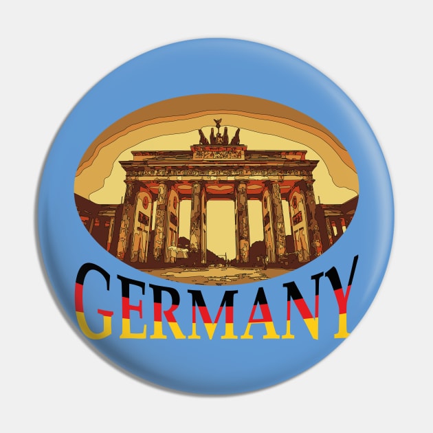 Germany - Berliner Tor grafic design with official german flag colors European Country Pin by Pegima