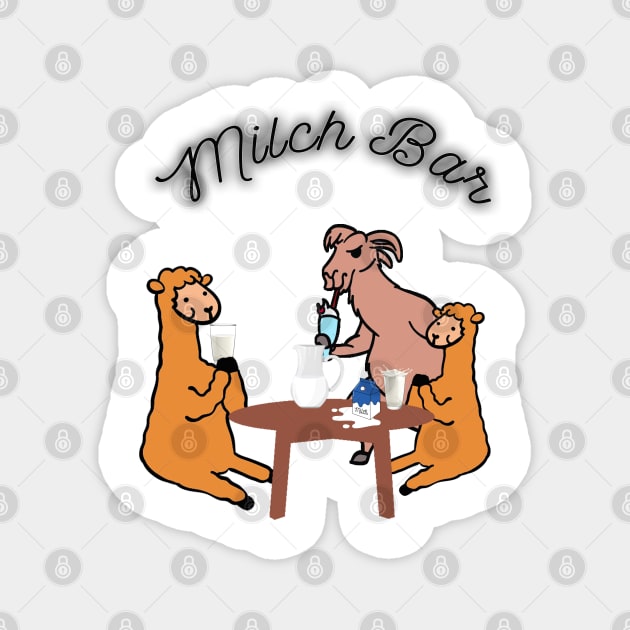 Alpaca And Lama In A Milk Bar Magnet by DePit DeSign