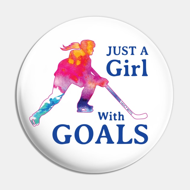 Just a Girl with Goals Hockey Pin by SaucyMittsHockey