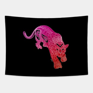 running dark leopard in mexican pattern ecopop Tapestry