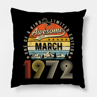 Awesome Since March 1972 Vintage 51st Birthday Pillow