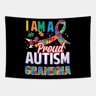 I Am A Proud Autism Grandma Autism Awareness Ribbon Tapestry