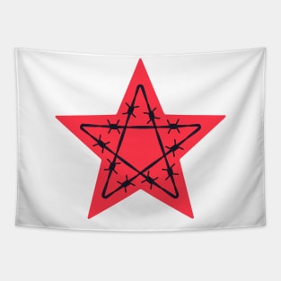 Barbed wire red star Tapestry