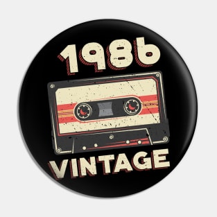 Vintage 1986 Retro Cassette Tape 34th Birthday Pin