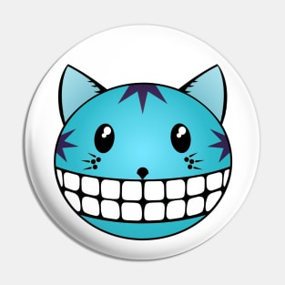 Tabby Cat Blue with Cheshire Grin Pin