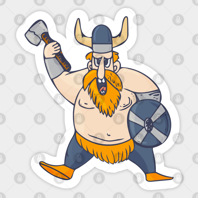Angry Viking Warrior In A Cartoon Style Viking Sticker Teepublic